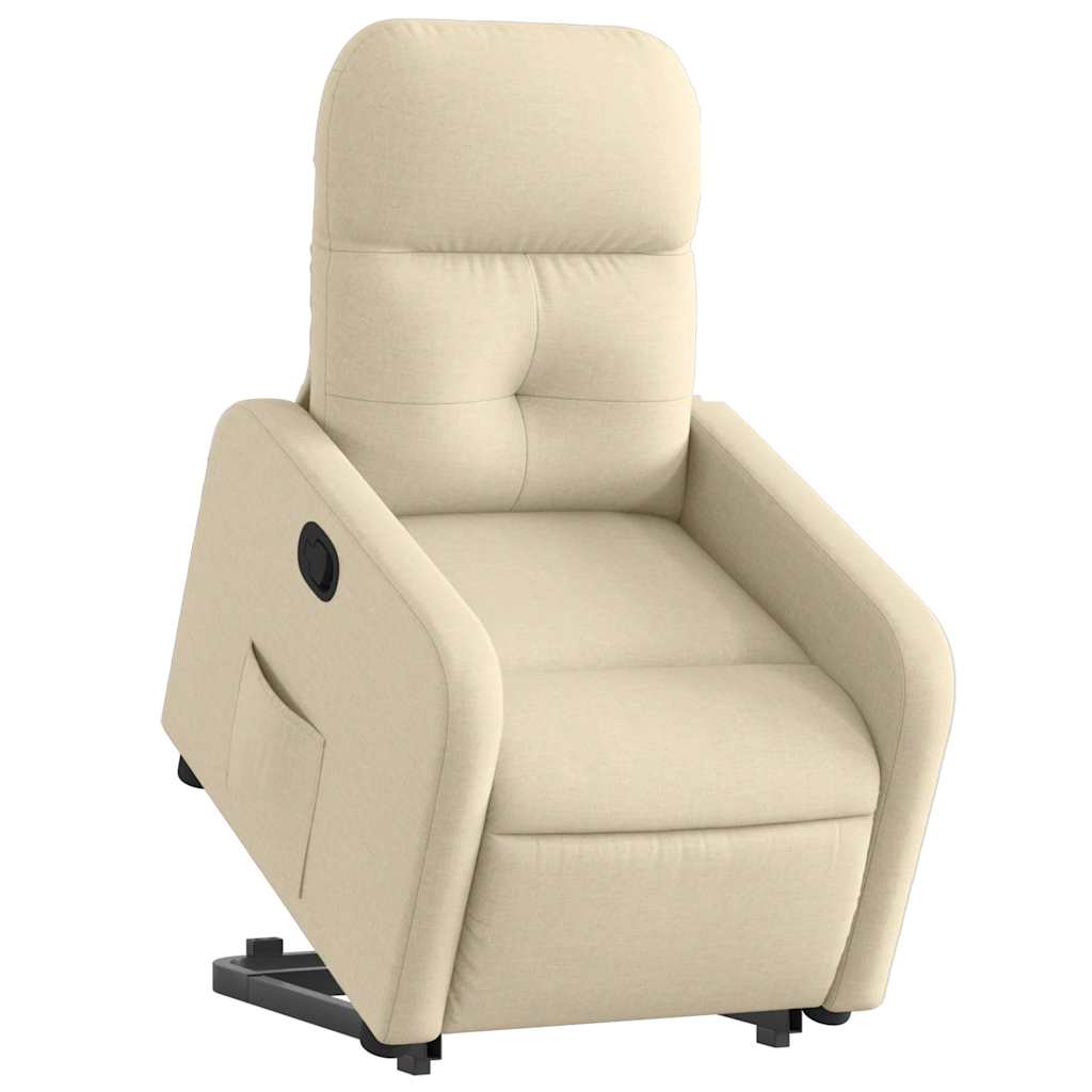 Standing recliner, cream, fabric