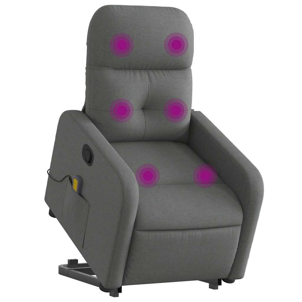 Stand-up massage armchair, dark grey, fabric