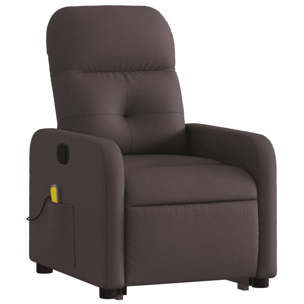 Reclining massage chair, dark brown, fabric