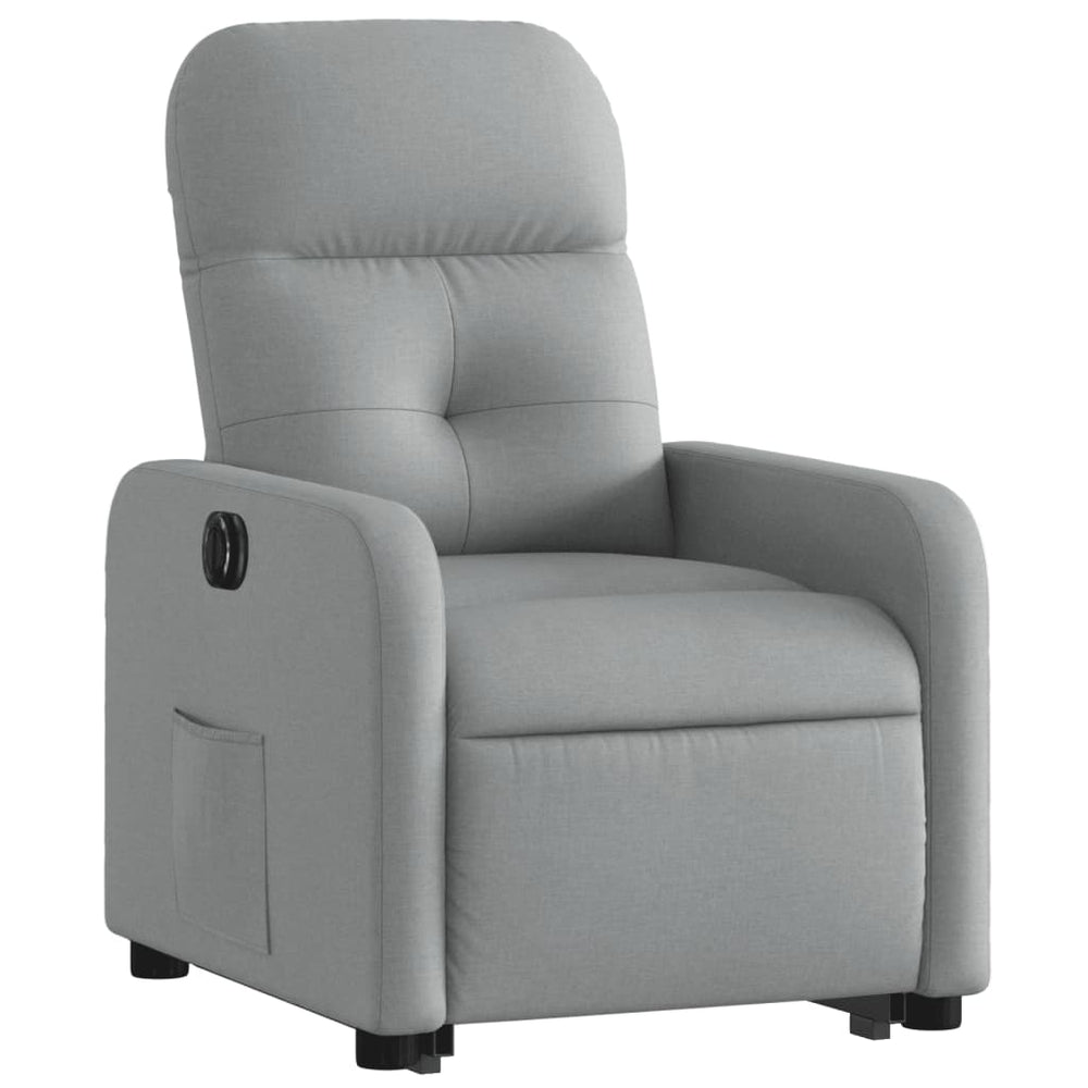 Stand-up recliner, light gray, fabric