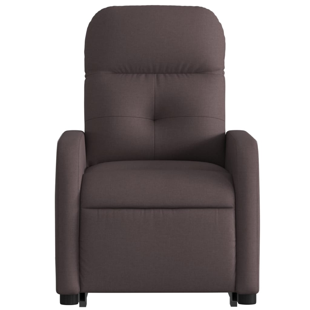 Stand-up reclining armchair, dark brown, fabric