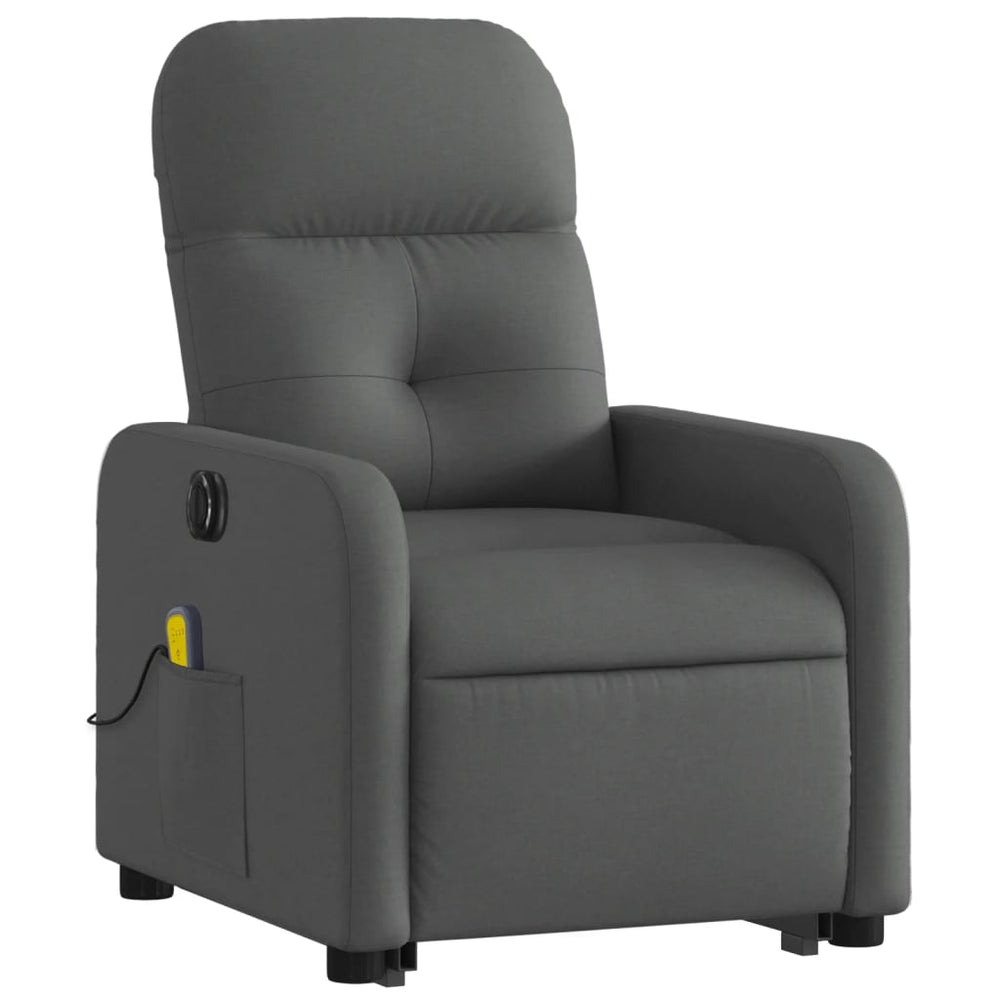 Stand-up massage armchair, dark grey, fabric