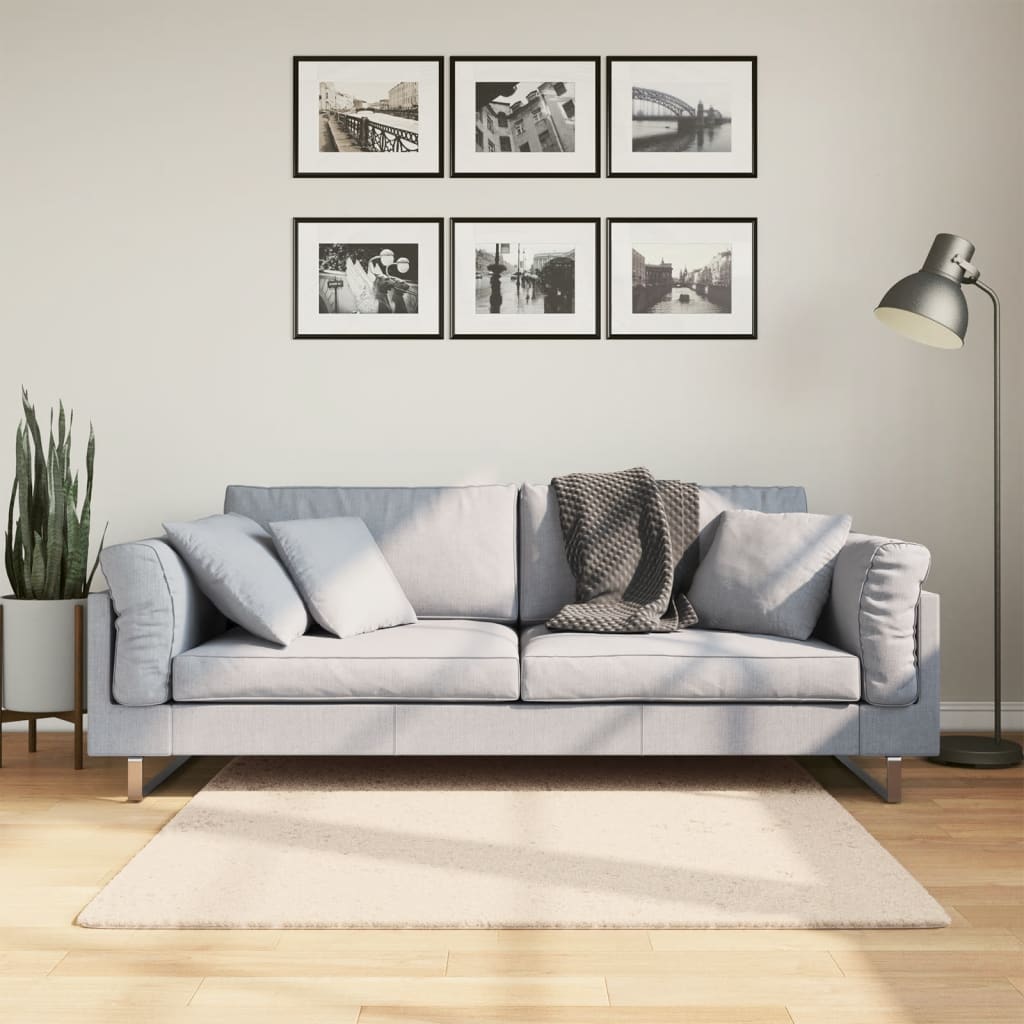 Rug HUARTE, sand, short pile, soft and washable