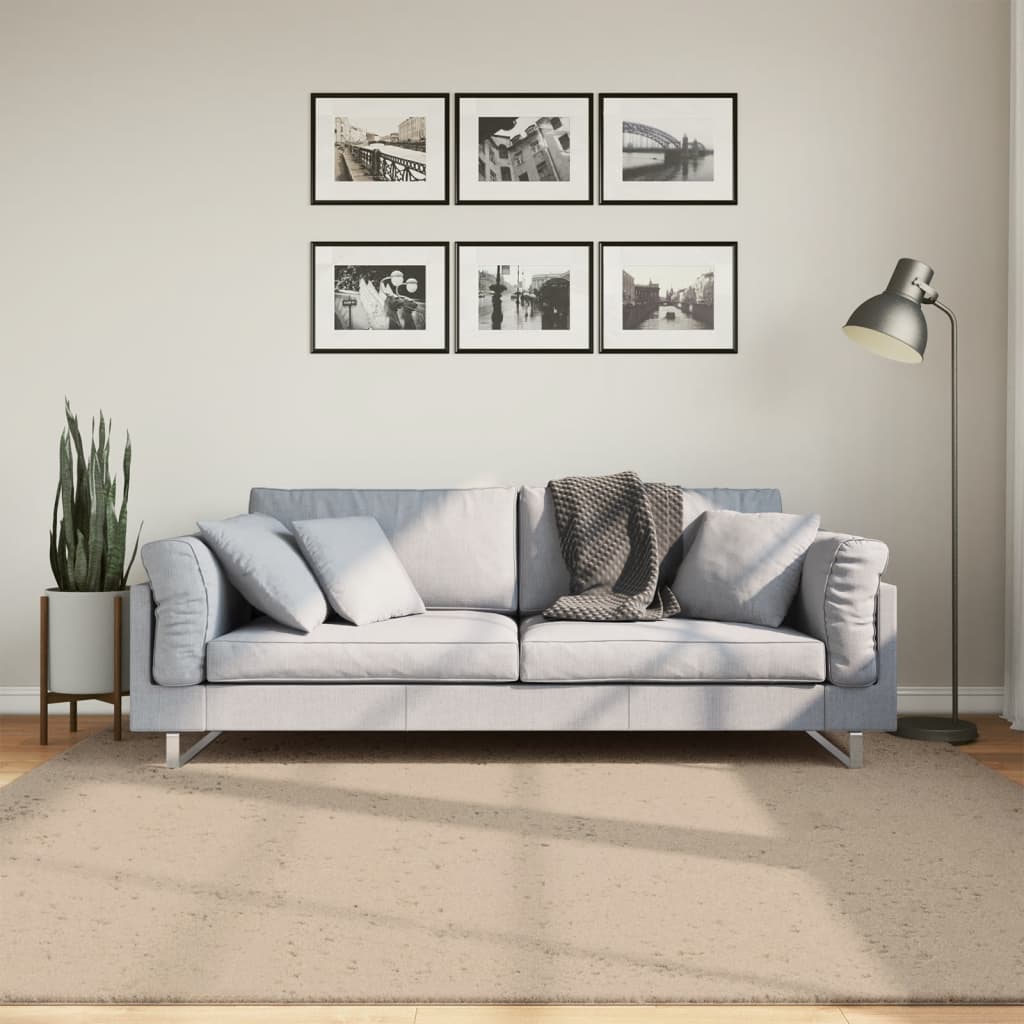 Rug HUARTE, sand, short pile, soft and washable
