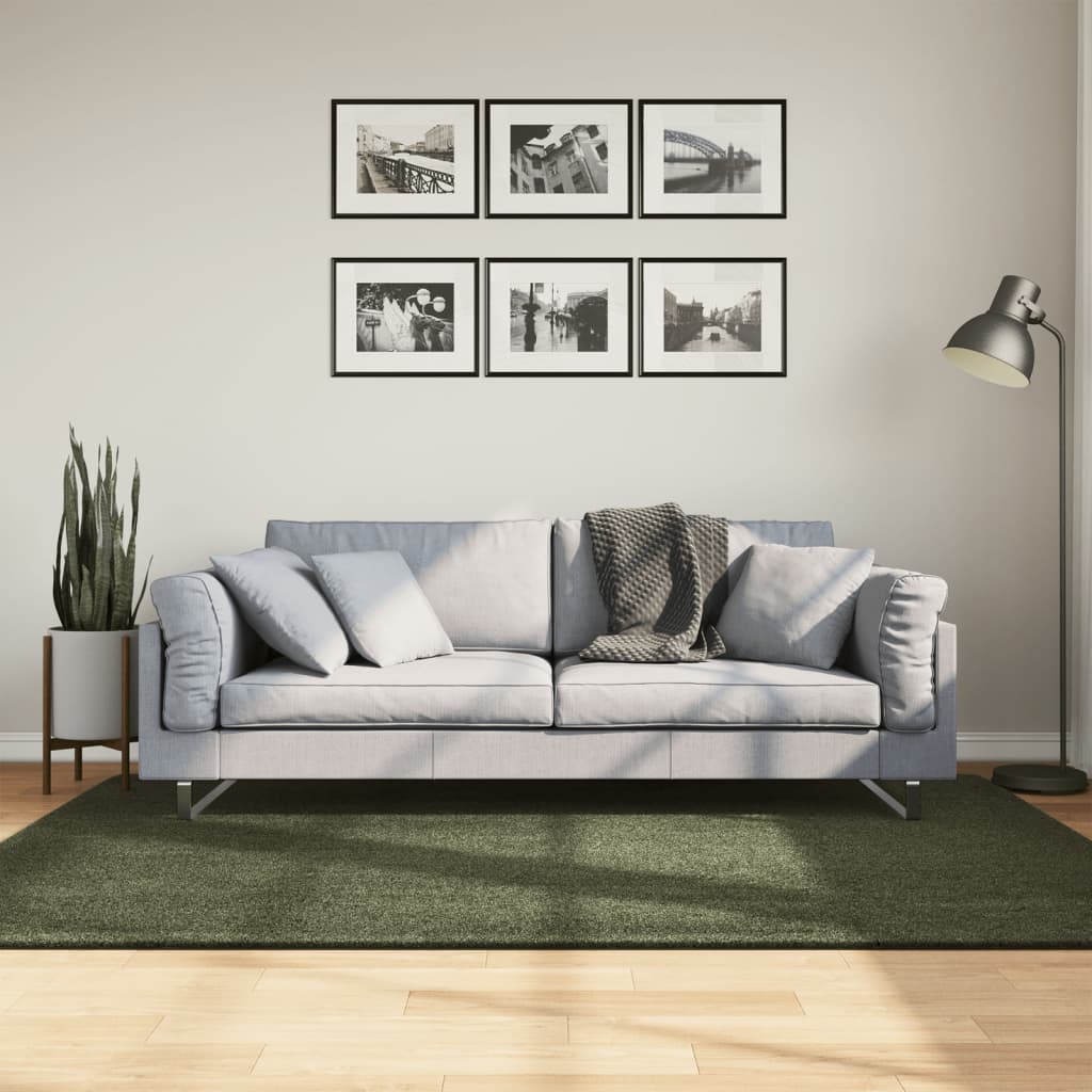 Kilimas HUARTE, miško žalios spalvos, 140x200cm trumpi šereliai