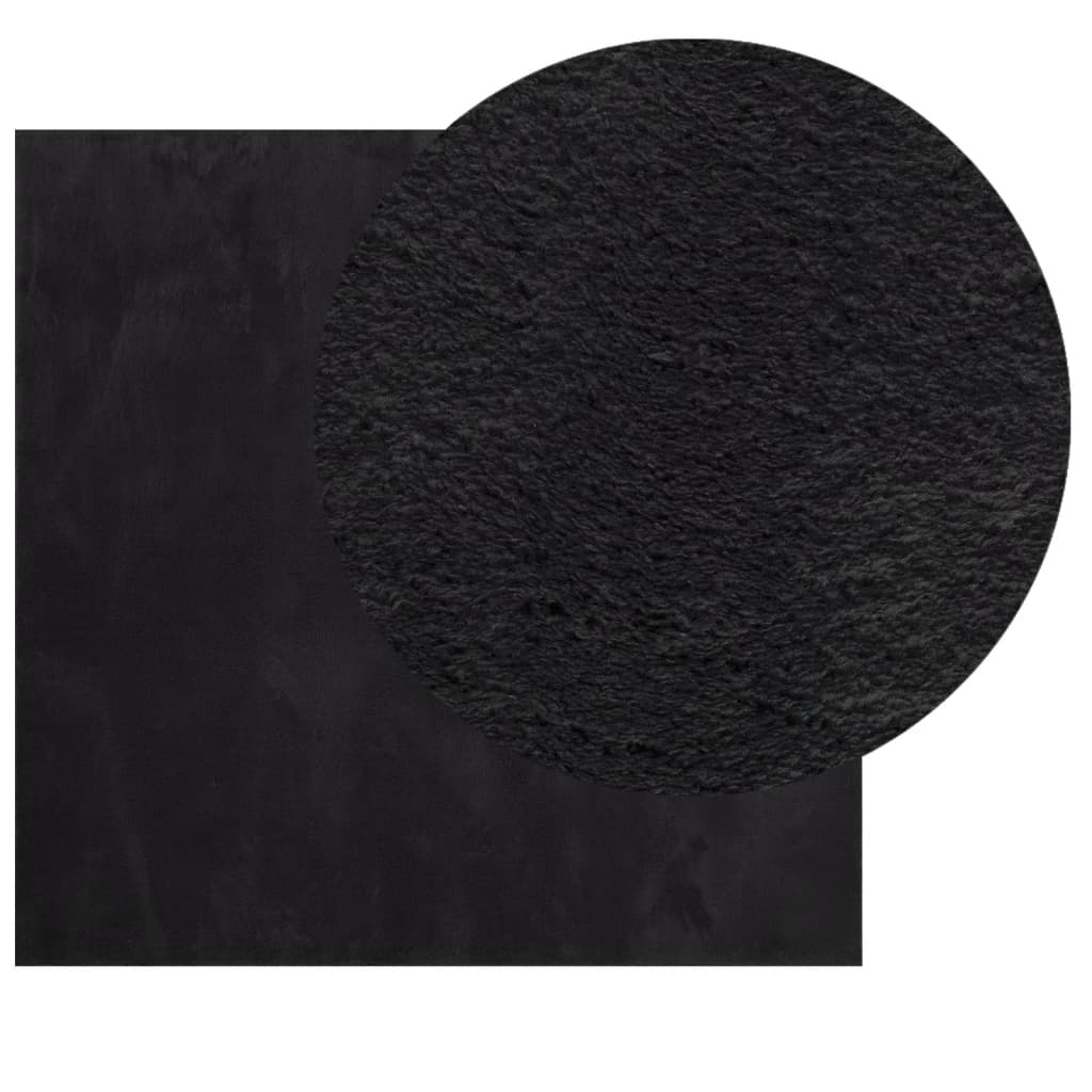 Rug HUARTE, black, 120x120cm, short pile