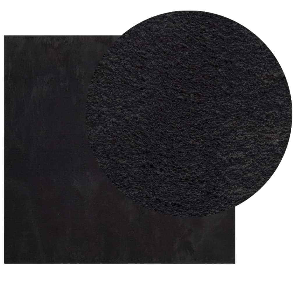Paklājs HUARTE, melns, 200x200cm, īsa plūksna