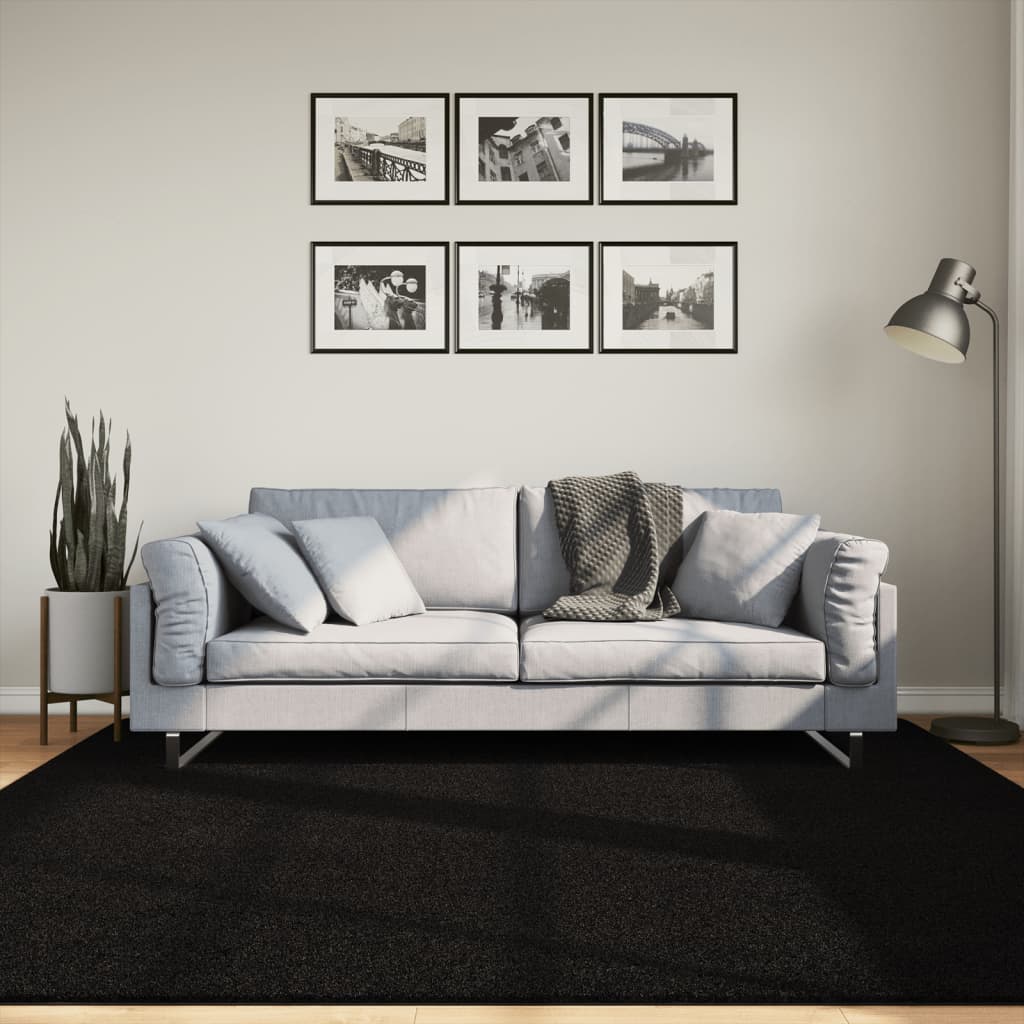 Paklājs HUARTE, melns, 200x200cm, īsa plūksna