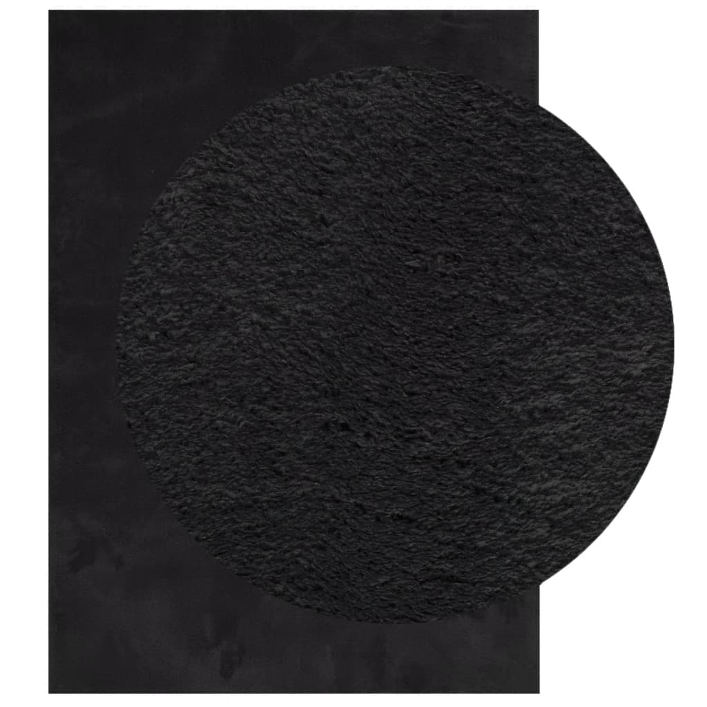 Rug HUARTE, black, 240x340cm, short pile