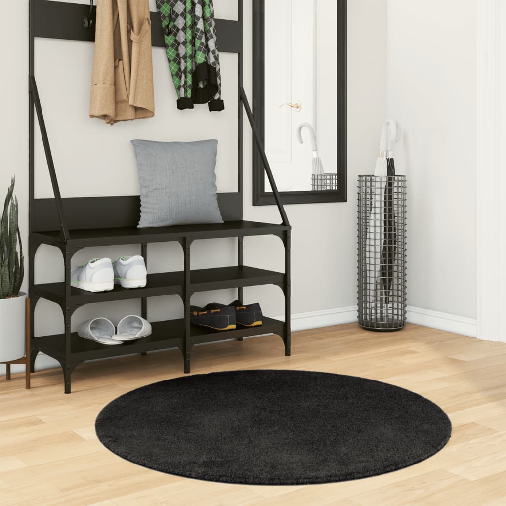 Paklājs HUARTE, melns, 100cm, īsa plūksna