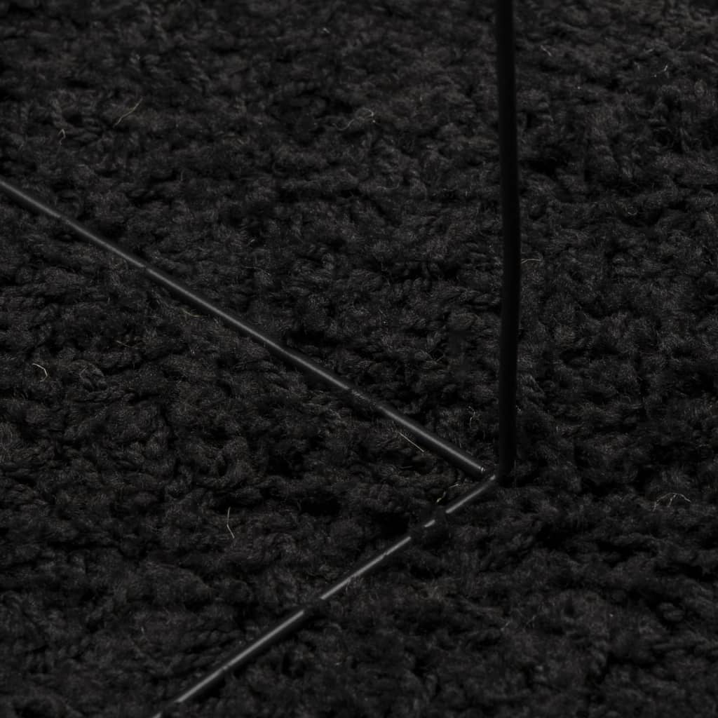 Shaggy tipo kilimas, juodos spalvos, 120x120cm, aukšti šereliai