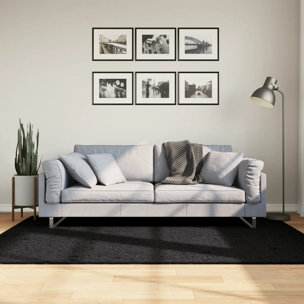 Shaggy tipo kilimas, juodos spalvos, 140x200cm, aukšti šereliai