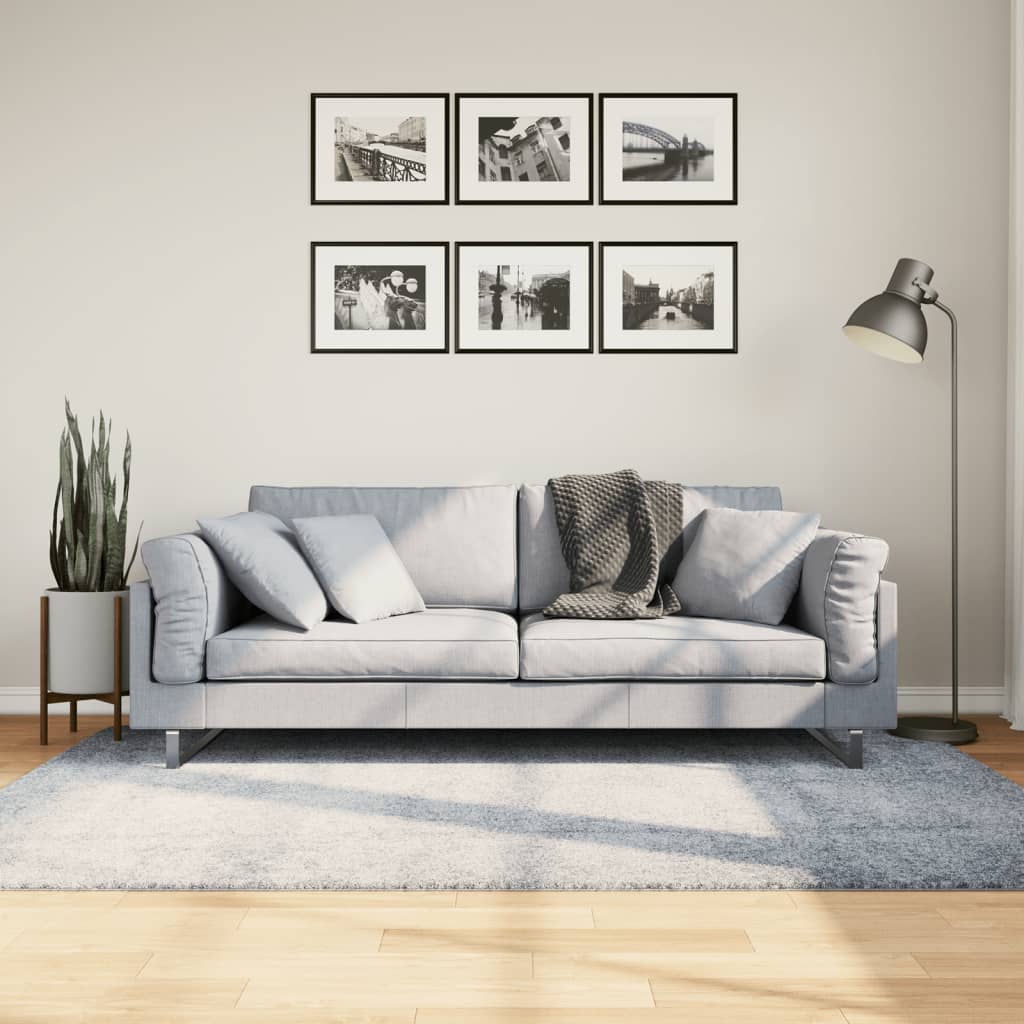 Pūkainais paklājs PAMPLONA, zils, 140x200 cm, ar garu plūksnu