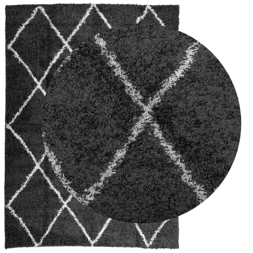 Shaggy tipo kilimas, juodas ir kreminis, 200x280cm