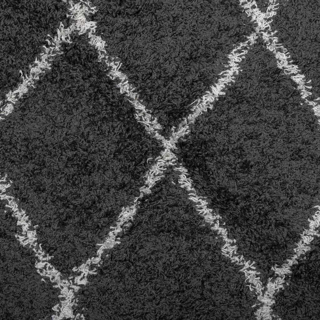 Shaggy tipo kilimas, juodas ir kreminis, 200x280cm