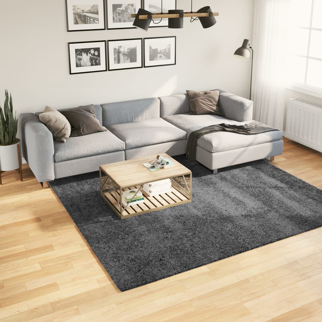 Kilimas OVIEDO, antracito spalvos, 240x240cm, trumpi šereliai