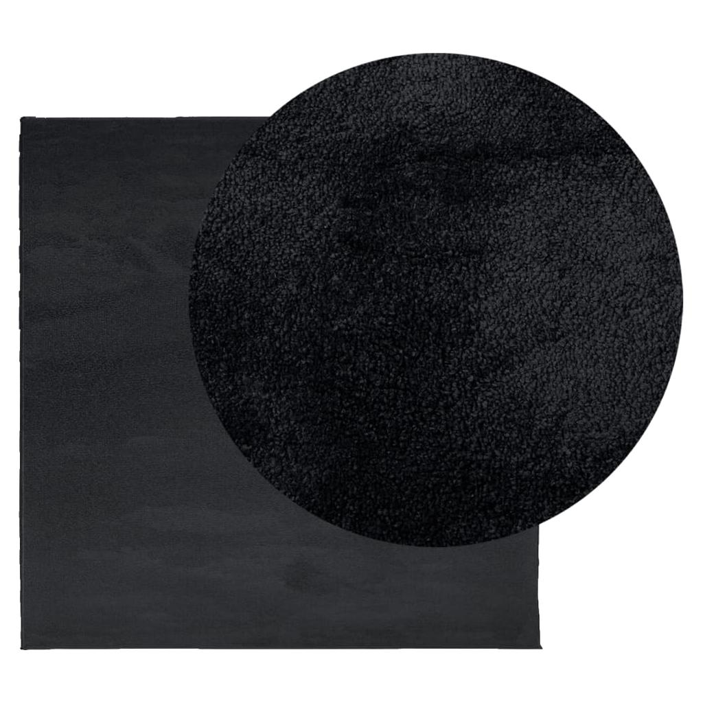 Kilimas OVIEDO, juodos spalvos, 160x160cm, trumpi šereliai