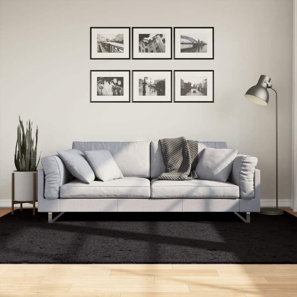 Paklājs OVIEDO, melns, 160x230cm, īss plūksnu augstums