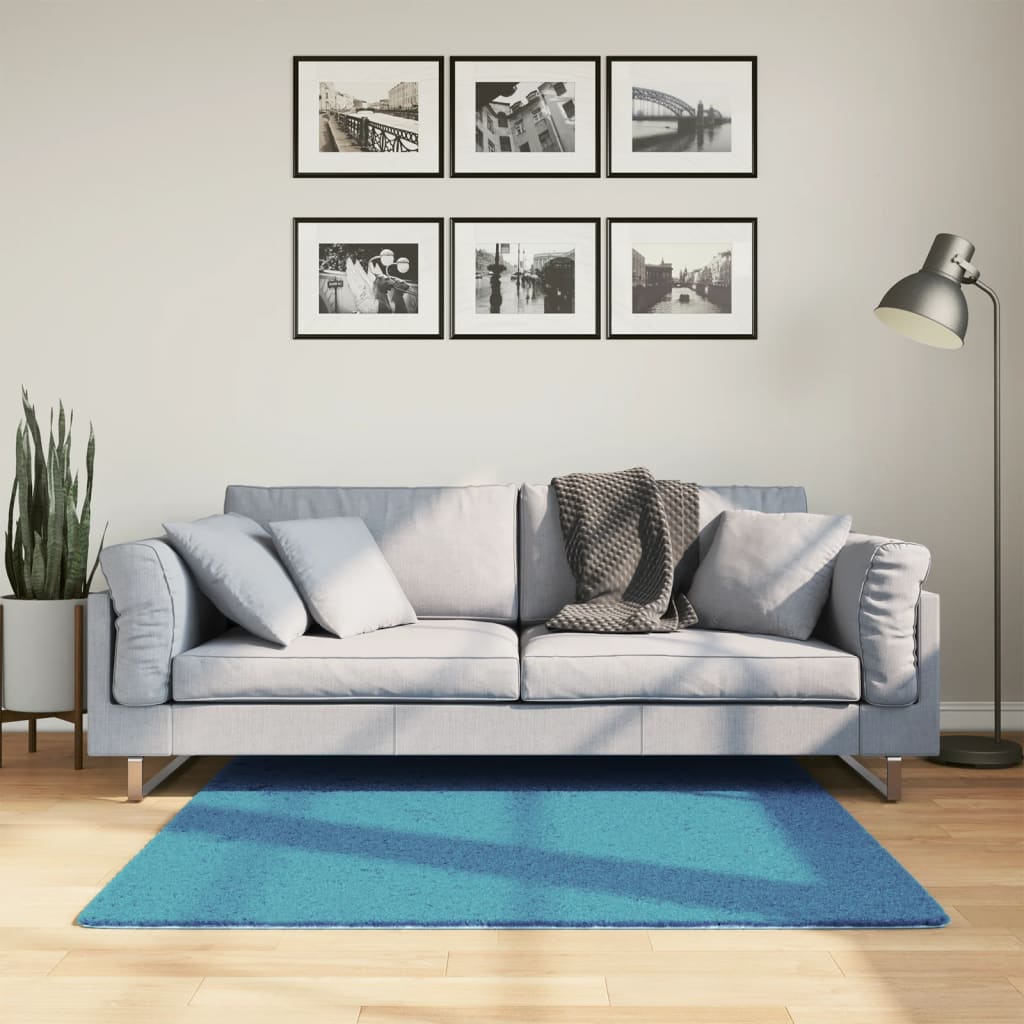 Rug OVIEDO, turquoise, 120x120cm, short pile