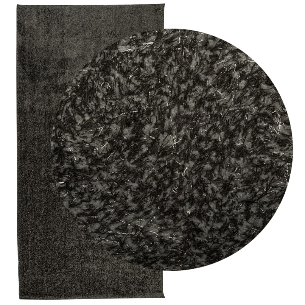 Paklājs ISTAN, antracītpelēks, 100x200cm, spīdīgs, garš plūksnojums