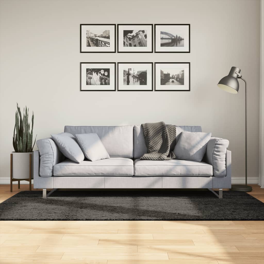 Paklājs ISTAN, antracītpelēks, 100x200cm, spīdīgs, garš plūksnojums