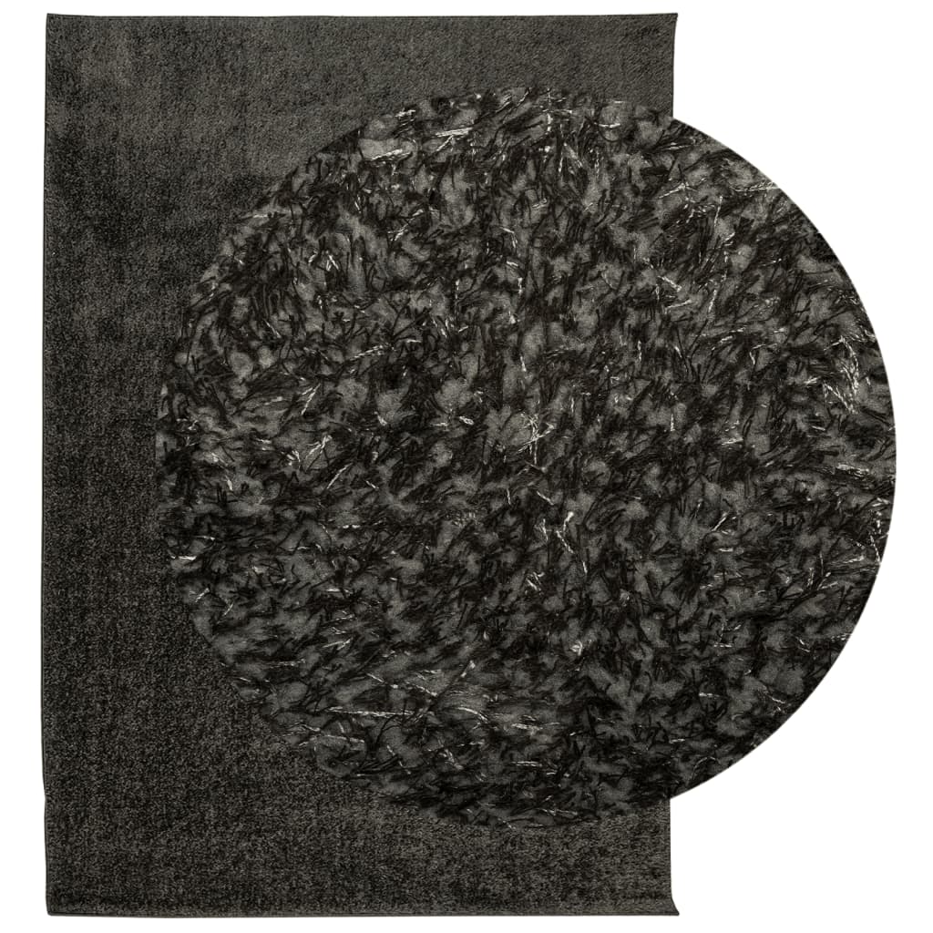Paklājs ISTAN, antracītpelēks, 140x200cm, spīdīgs, garš plūksnojums