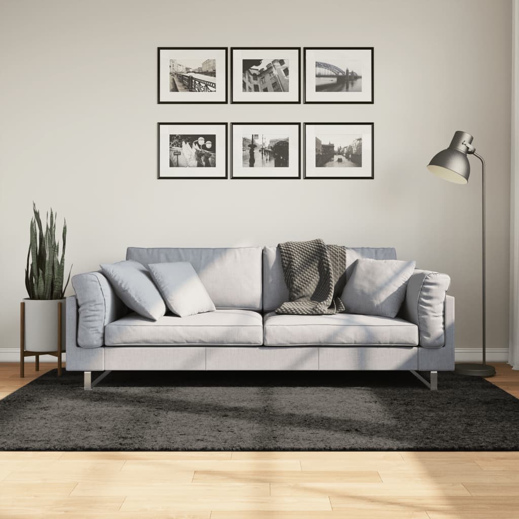 Paklājs ISTAN, antracītpelēks, 140x200cm, spīdīgs, garš plūksnojums