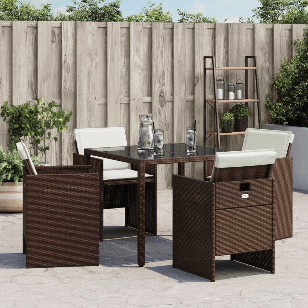 Garden Chairs with Cushions, 4 pcs., Brown, Poly Rattan