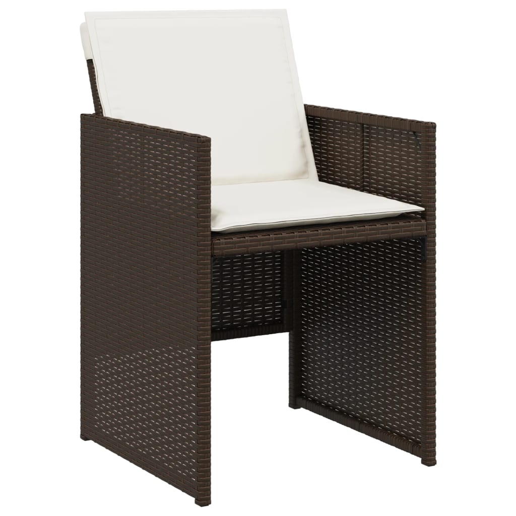 Garden Chairs with Cushions, 4 pcs., Brown, Poly Rattan