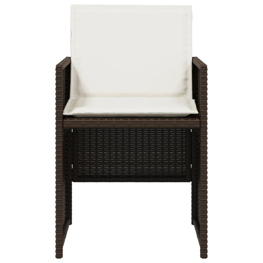 Garden Chairs with Cushions, 4 pcs., Brown, Poly Rattan
