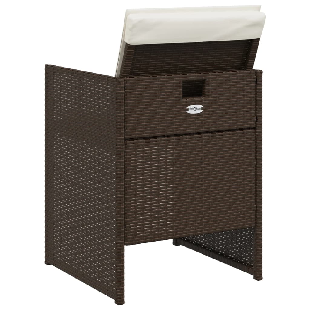 Garden Chairs with Cushions, 4 pcs., Brown, Poly Rattan