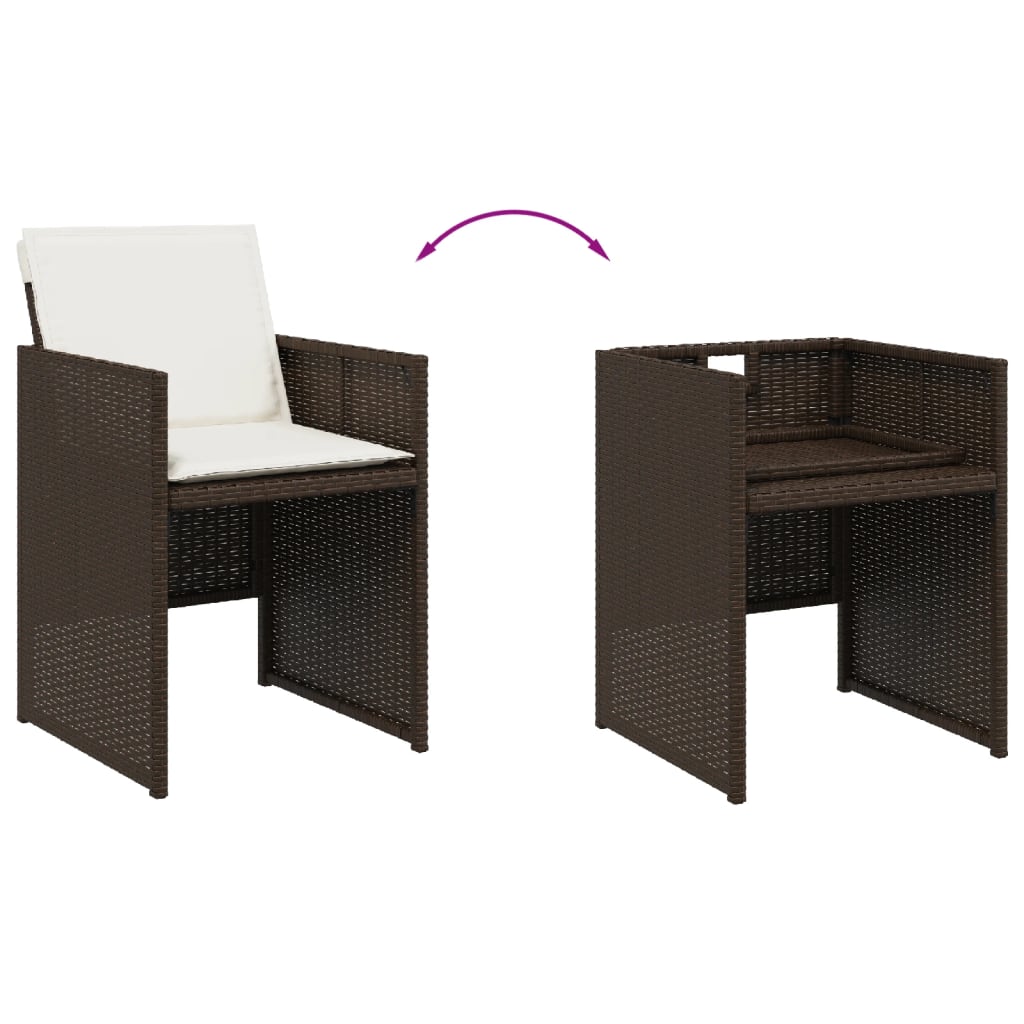 Garden Chairs with Cushions, 4 pcs., Brown, Poly Rattan