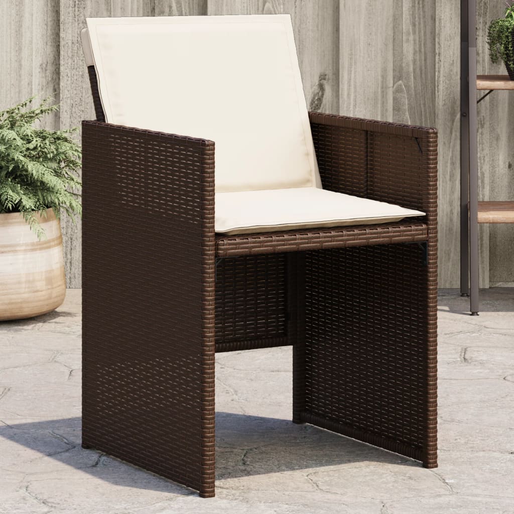 Garden Chairs with Cushions, 4 pcs., Brown, Poly Rattan