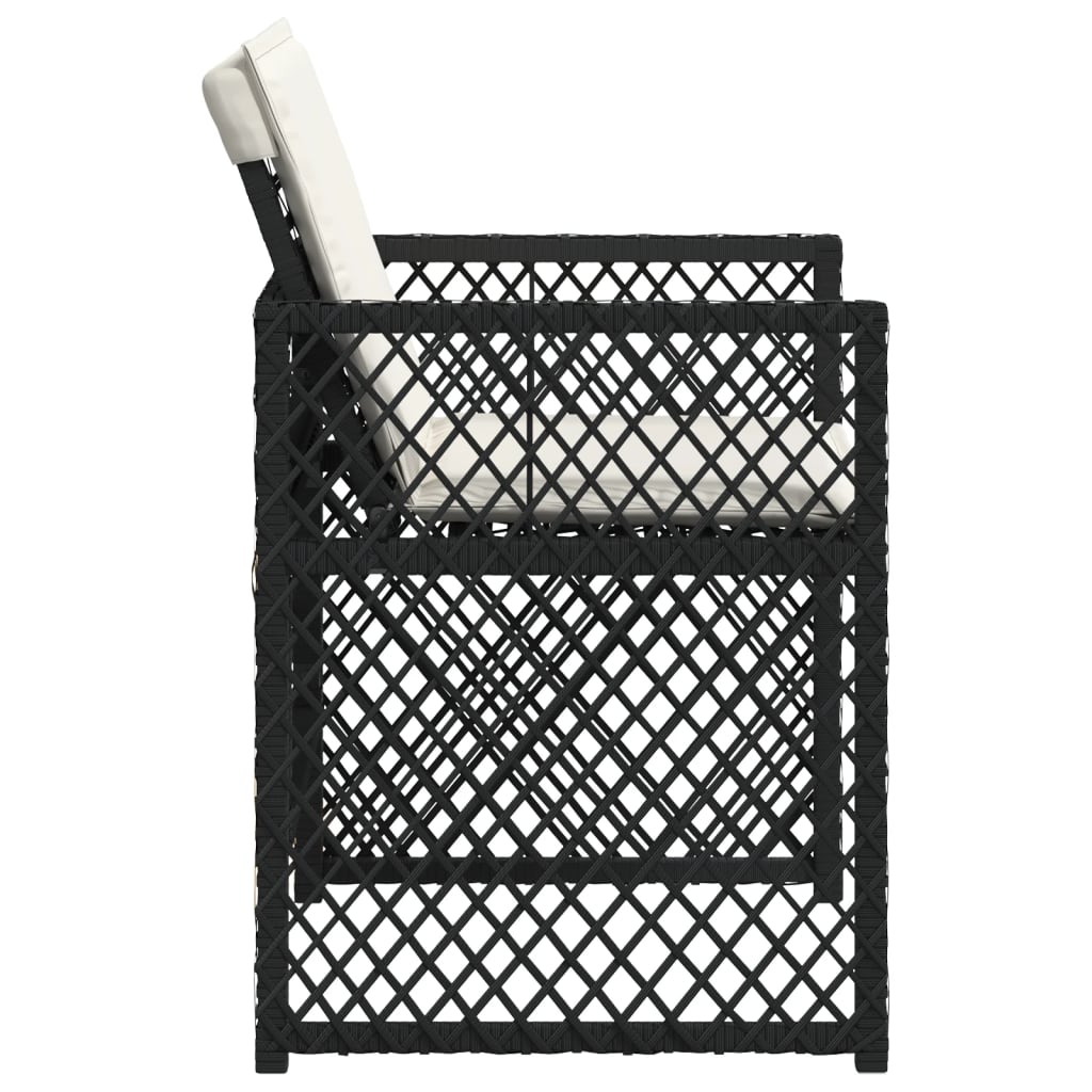 Garden Chairs with Cushions, 4 pcs, Black, Poly Rattan