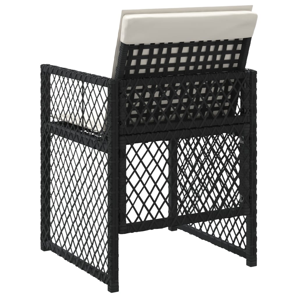 Garden Chairs with Cushions, 4 pcs, Black, Poly Rattan