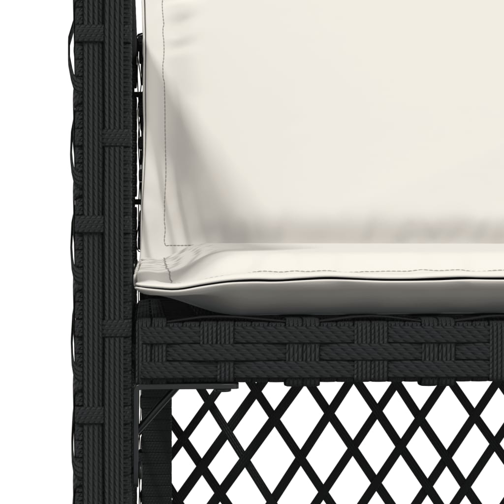 Garden Chairs with Cushions, 4 pcs, Black, Poly Rattan