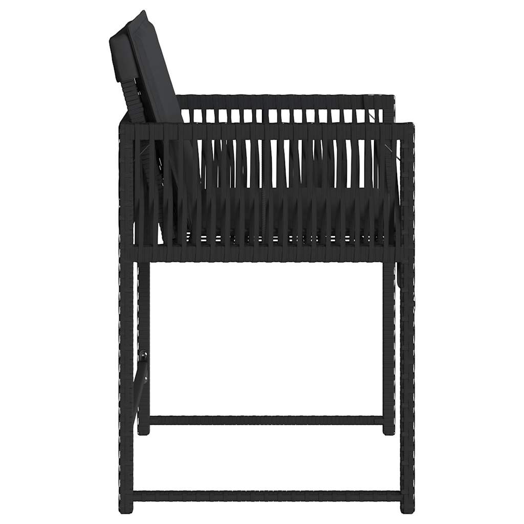 Garden Chairs with Cushions, 4 pcs, Black, Poly Rattan