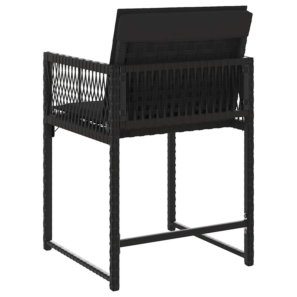 Garden Chairs with Cushions, 4 pcs, Black, Poly Rattan