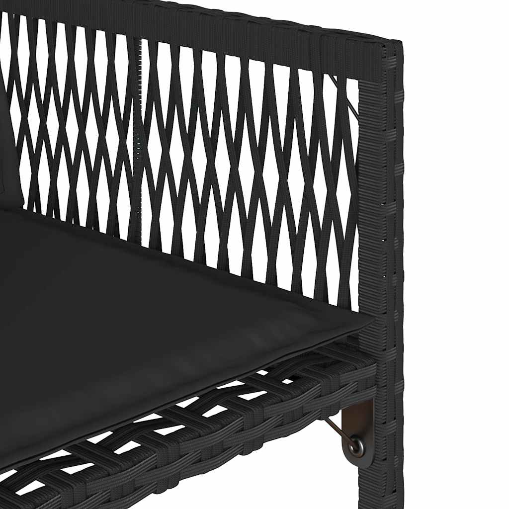 Garden Chairs with Cushions, 4 pcs, Black, Poly Rattan