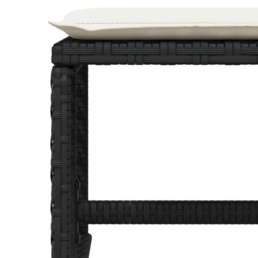 Stools with cushions, 4 pcs, black, 41x41x36cm, poly rattan