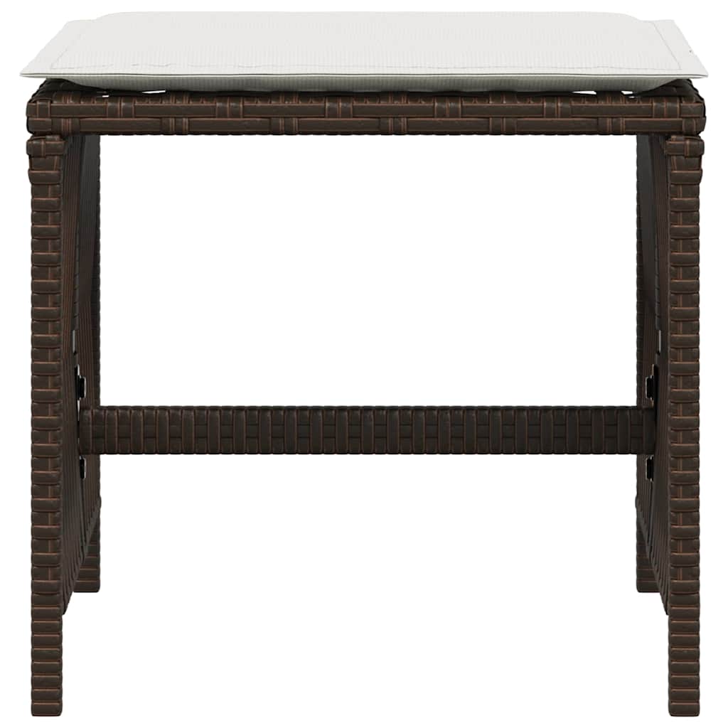 Stools with cushions, 4 pcs, brown, 41x41x36cm, poly rattan