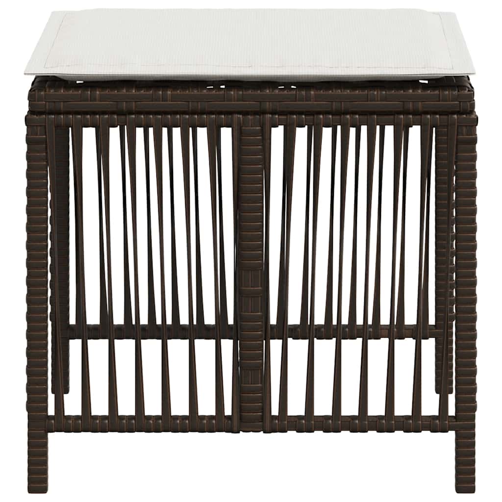 Stools with cushions, 4 pcs, brown, 41x41x36cm, poly rattan