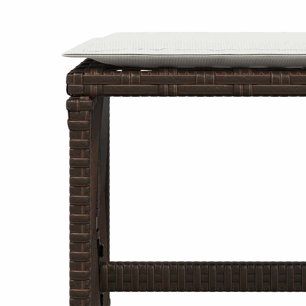 Stools with cushions, 4 pcs, brown, 41x41x36cm, poly rattan