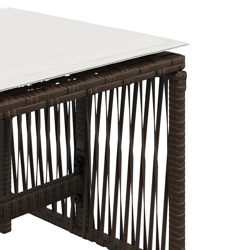 Stools with cushions, 4 pcs, brown, 41x41x36cm, poly rattan