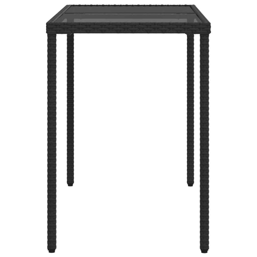 Table with glass top, black, 115x54x74cm, rattan