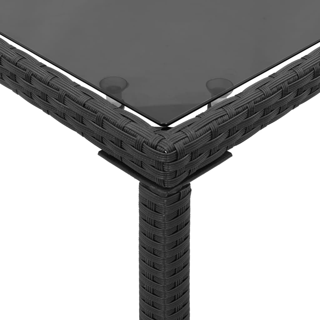 Table with glass top, black, 115x54x74cm, rattan