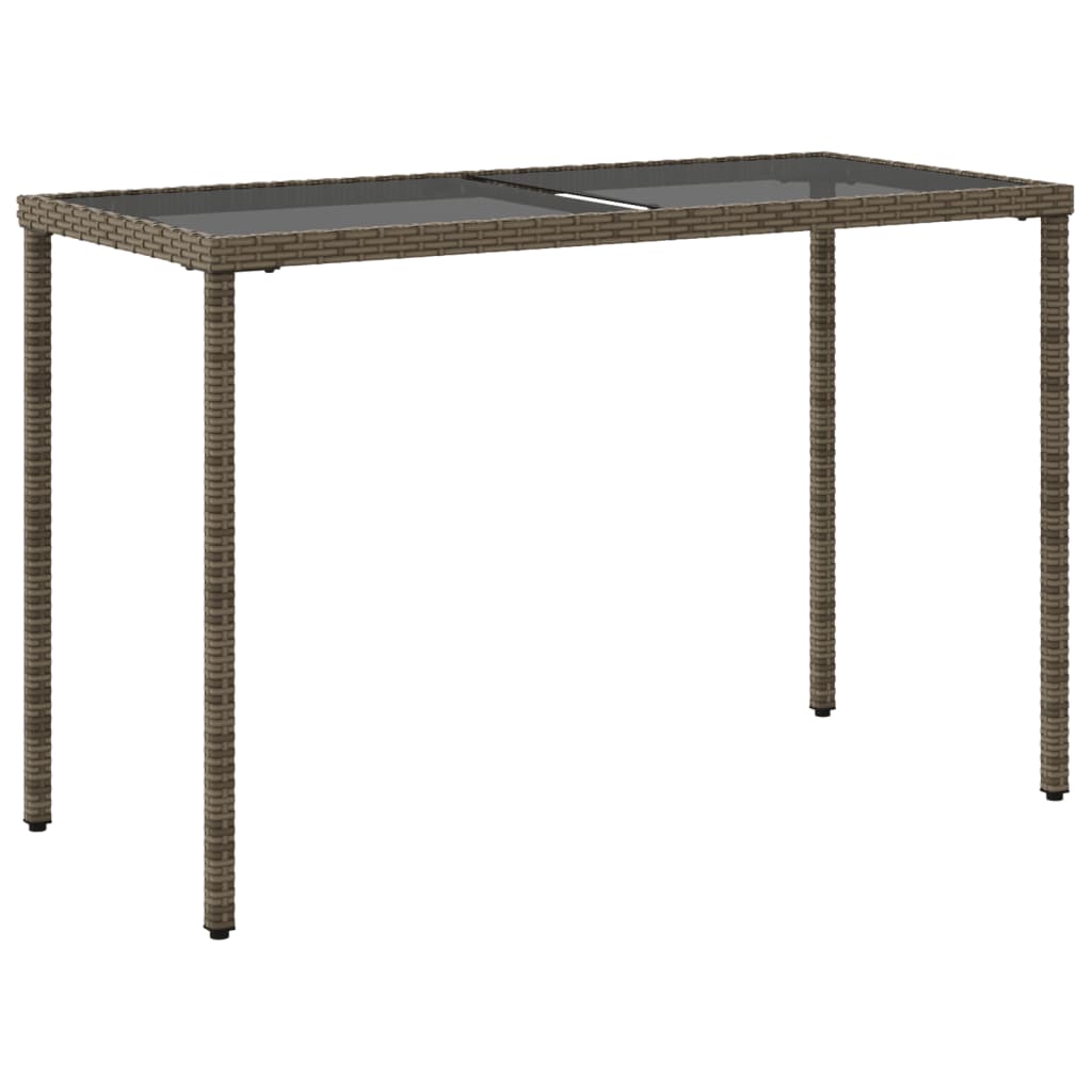 Stalas su stikliniu stalviršiu, pilkas, 115x54x74cm, PE ratanas