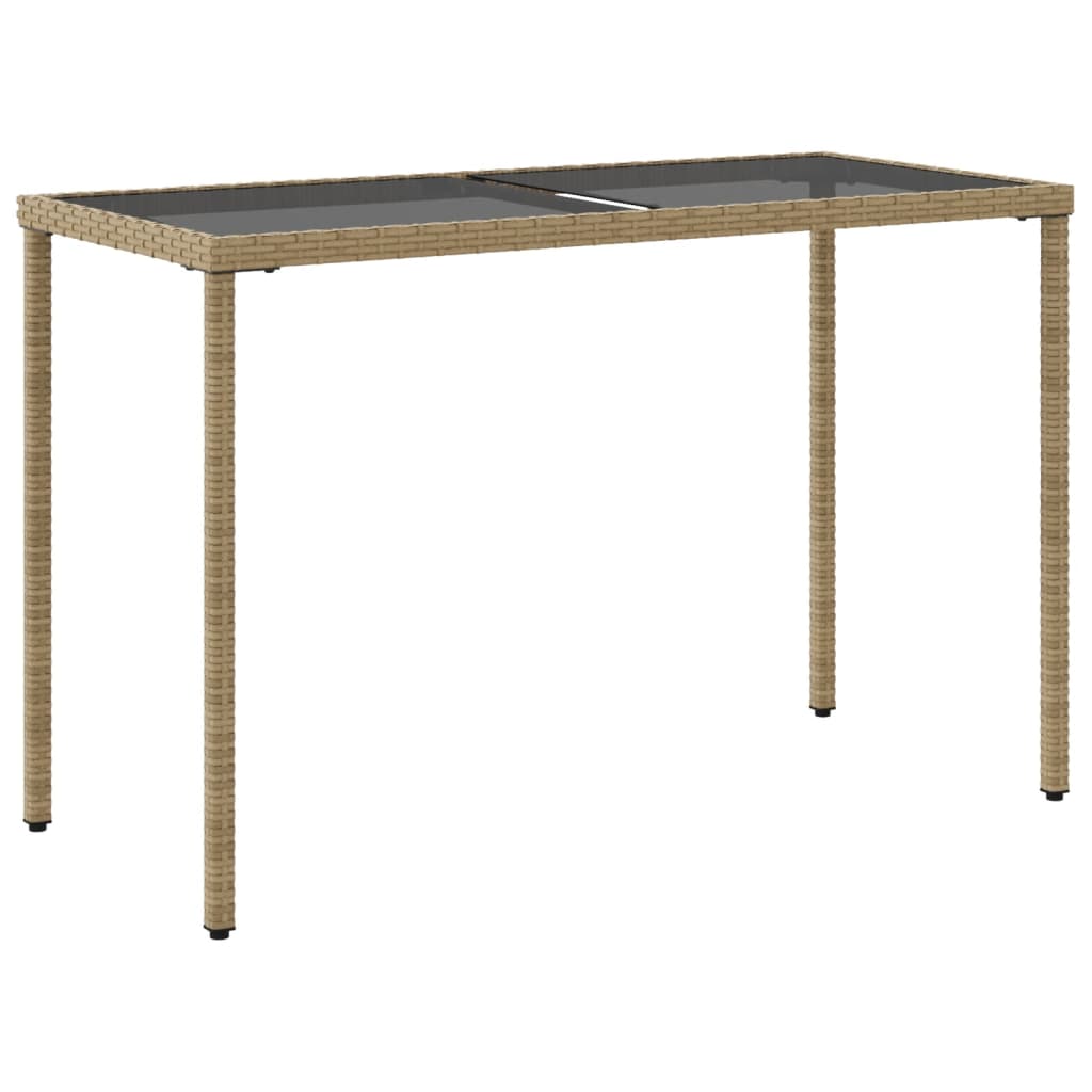 Galds ar stikla virsmu, smilšu krāsas, 115x54x74cm, PE rotangs