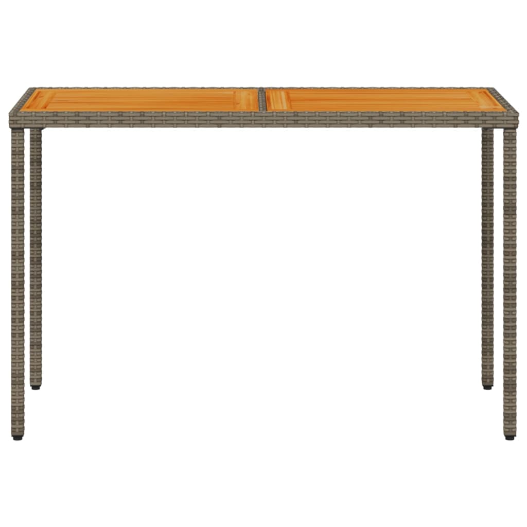Stalas su akacijos stalviršiu, pilkas, 115x54x74cm, poliratanas