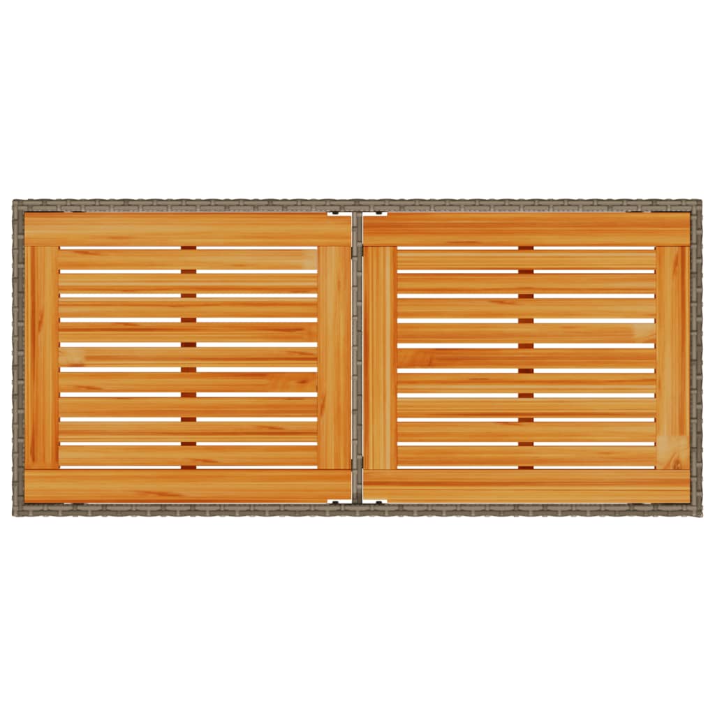Stalas su akacijos stalviršiu, pilkas, 115x54x74cm, poliratanas